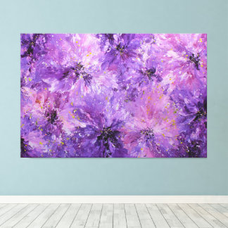 Fleurs Fleurissantes Rose Violet Art Mural Abstrai