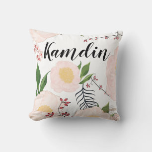Fleurs florales blanches Coussins personnalisées e