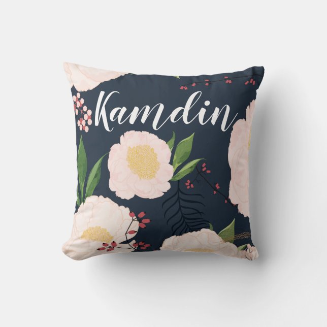 Fleurs florales blanches Coussins personnalisées s (Recto)