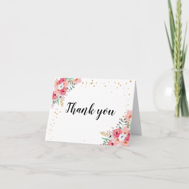 Fleurs florales cartes de remerciements Douche ros (Devant)