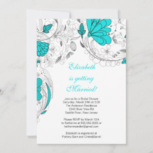Fleurs florales Invitation douche nuptiale Turquoi