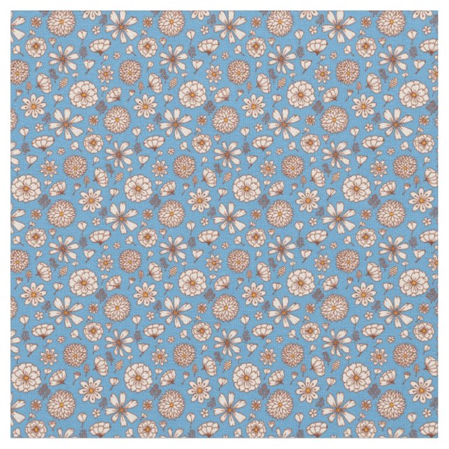 Fleurs florales motif bleu arrière - plan tissu (Fermer)