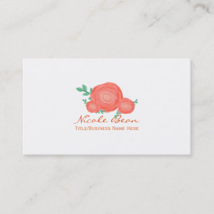 Fleurs florales oranges peintes Carte de visite mo