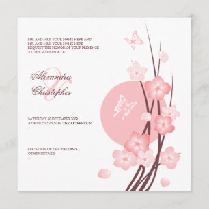Fleurs florales Papillons Mariage Faire-part