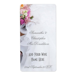 Fleurs florales roses bouteille de vin robe mariag