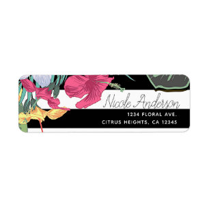 Fleurs florales tropicales Feuilles Blancs noirs