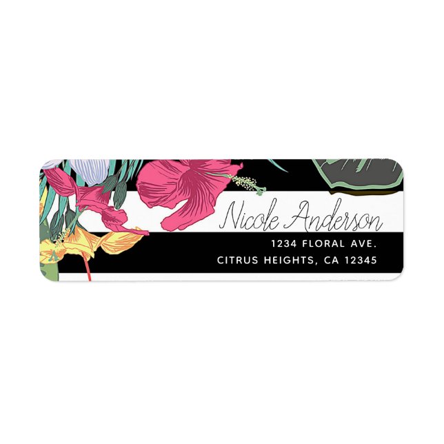 Fleurs florales tropicales Feuilles Blancs noirs (Devant)