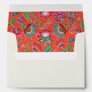 Fleurs folkloriques mariage tangerine Enveloppe fl