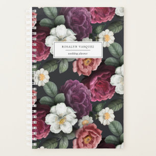 Fleurs foncées sur fond noir Planificateur perso