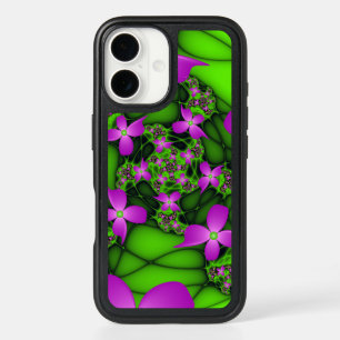 Fleurs fractales Abstraites de néon rose vert