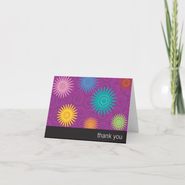 Fleurs géniales sur le carte de remerciements (Devant)