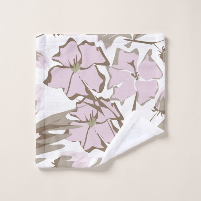 Fleurs grises et lilas. (Gant de toilette)