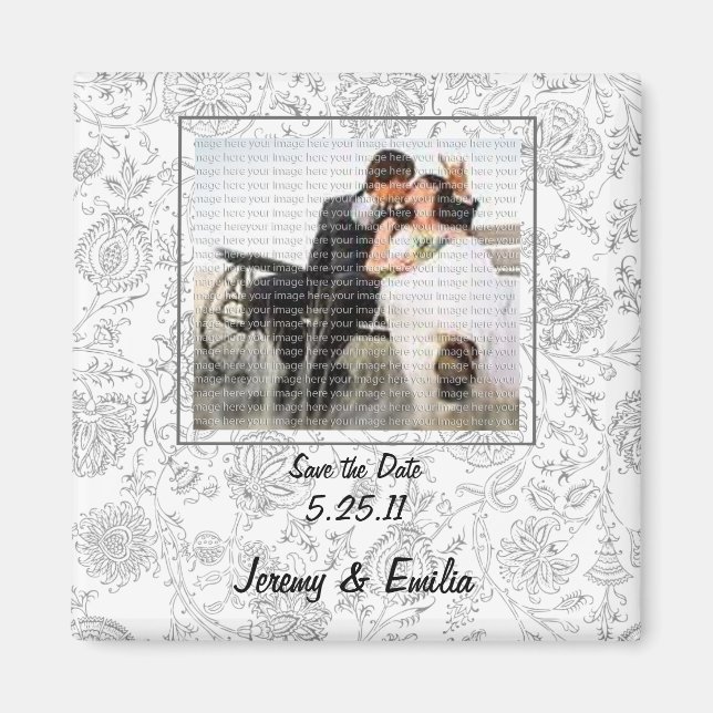 Fleurs grises Mariage Favoriser les Magnets (Devant)