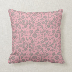 Fleurs grises sur le coussin rose de MOJO