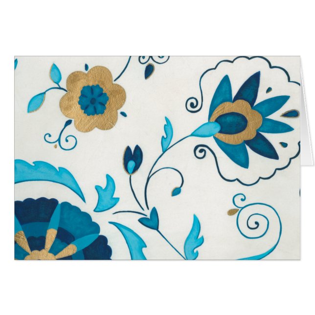 Fleurs Indigo dorées avec Arrière - plan blanc (Devant horizontal)