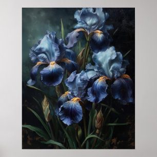 Fleurs Iris Bleues Poster d'impression