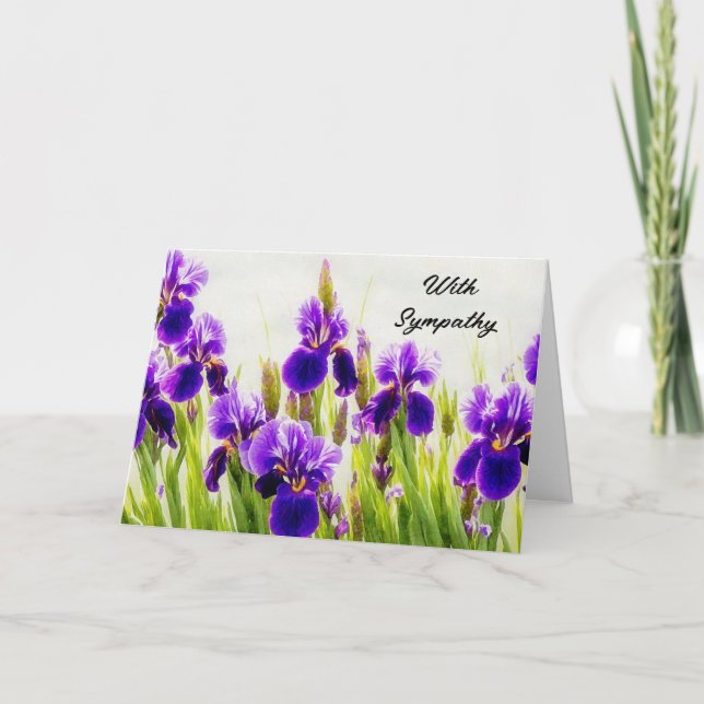 Fleurs Iris Violet Carte de Sympathie Florale (Devant)