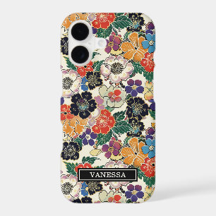 Fleurs Japonaises Colorées Monogrammées