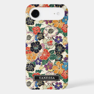 Fleurs Japonaises Colorées Monogrammées