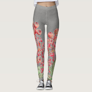 FLEURS JAPONAISES EN Leggings ROSE ET GRIS