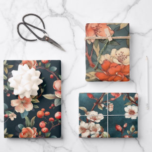 Fleurs japonaises Motif 3 Feuilles papier d'envelo