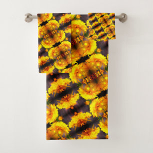 Fleurs Jaunes Au Soleil Abstrait Motif
