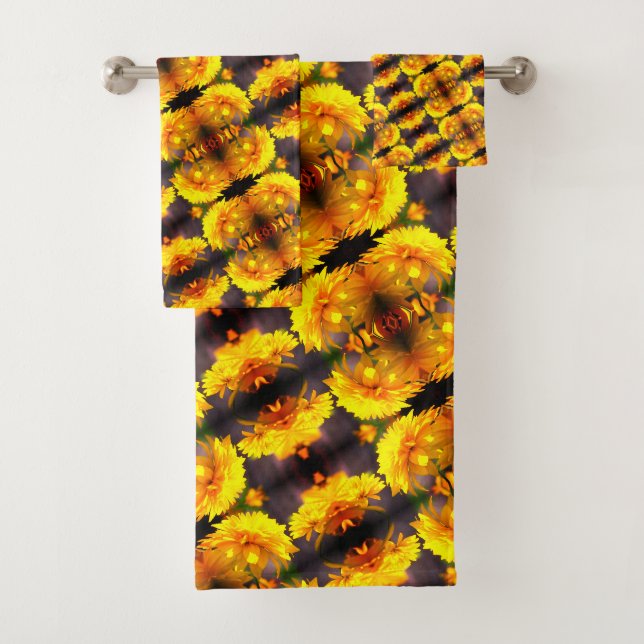 Fleurs Jaunes Au Soleil Abstrait Motif (En situation)