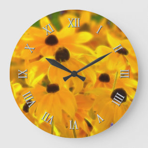 Fleurs Jaunes Daisy Horloge d'Art Floral