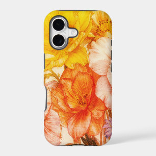 Fleurs jaunes dorées en fleurs sur un iPhone