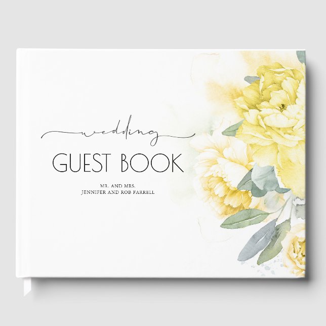 Fleurs Jaunes et verdure Livre d'invité Mariage (Recto)