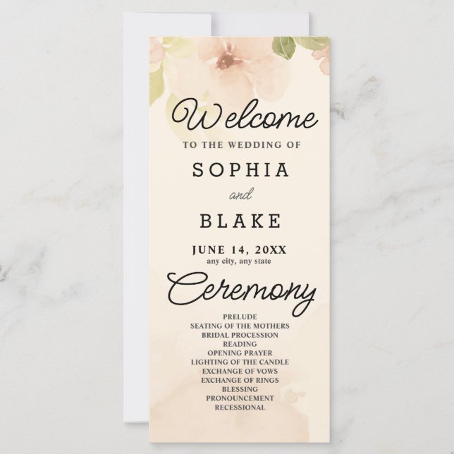 Fleurs jaunes et verdure Programme de mariage jaun (Devant)