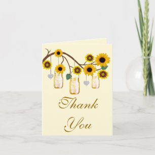 Fleurs Jaunes Mason Jars Carte de remerciements