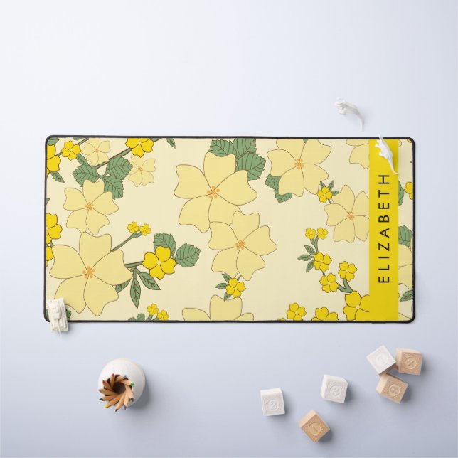 Fleurs Jaunes, Motif De Fleurs, Votre Nom (Tableau pour enfants)