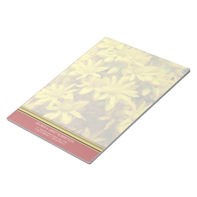 Fleurs Jaunes Personnalisées Bloc-notes (Incliné)