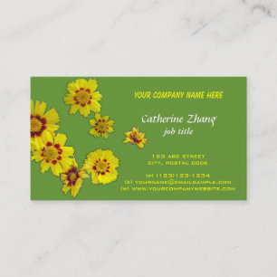 fleurs jaunes vert carte de visite