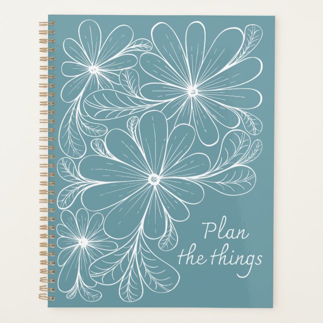 Fleurs Joueuses sur le planificateur Turquoise (Devant)