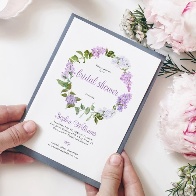 Fleurs Lilac Rustiques Invitation à la douche nupt (Créateur téléchargé)