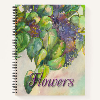fleurs lilas Carnet spiral
