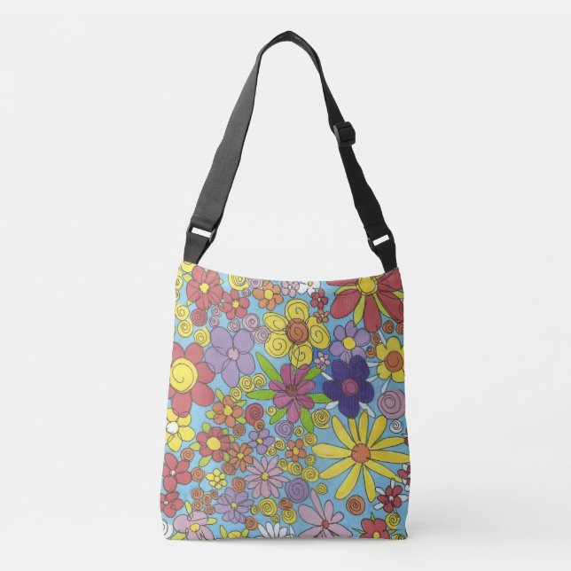 Fleurs lumineuses de griffonnage au-dessus de sac (Devant)