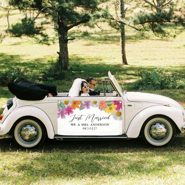 Fleurs Lumineuses Juste Marié Voiture Bannière (Créateur téléchargé)