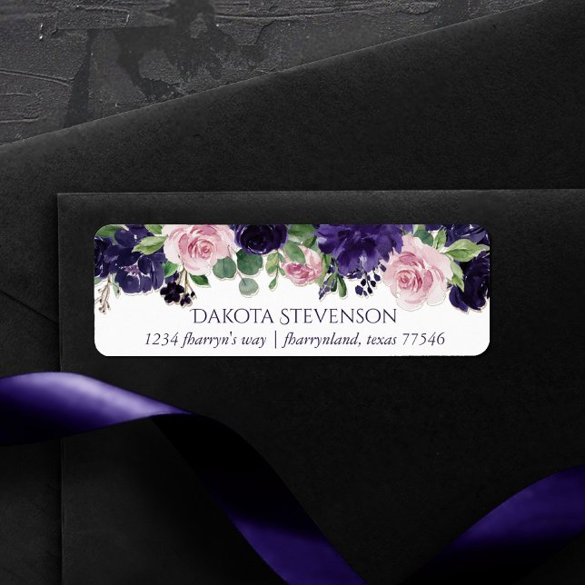 Fleurs luxuriantes | Adresse de rose violet et ros (Créateur téléchargé)