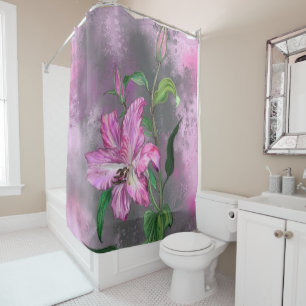 Fleurs Lys Violet Rose Douche Lys Rideau