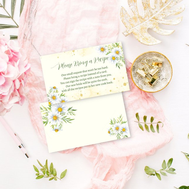 Fleurs marguerites sauvages printemps carte de rec (Wild daisy floral spring summer bridal shower recipe request card)