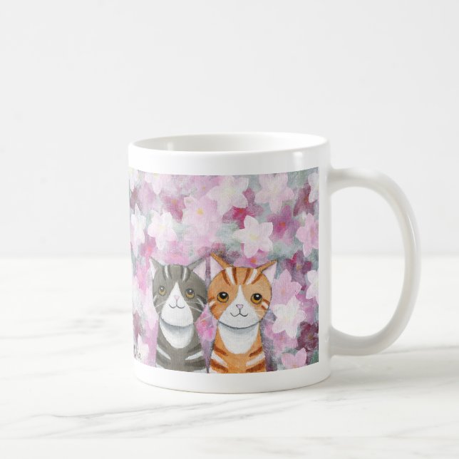 Fleurs mignonnes de chats tigrés de tasse de (Droite)