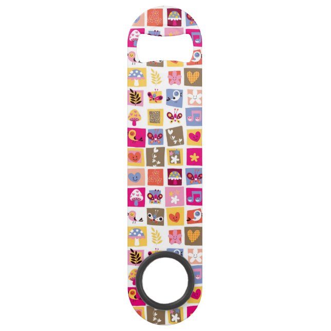 fleurs mignonnes, oiseaux, motif de carrés de (Devant)