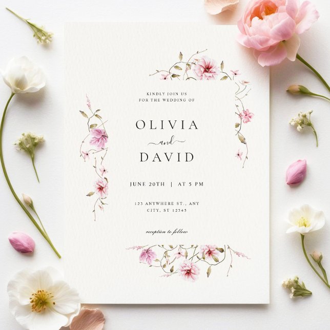 Fleurs minimalistes Élégante invitation de mariage (Créateur téléchargé)