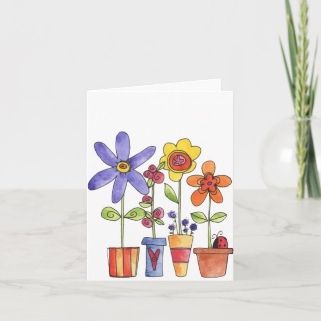 Fleurs mises en pot - carte de note (Devant)