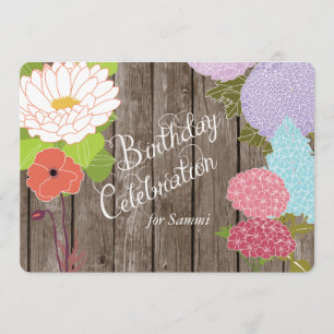 Fleurs mixtes sur Invitation d'anniversaire Patiné