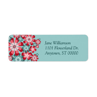 Fleurs mod roses et Turquoises Étiquettes de adres