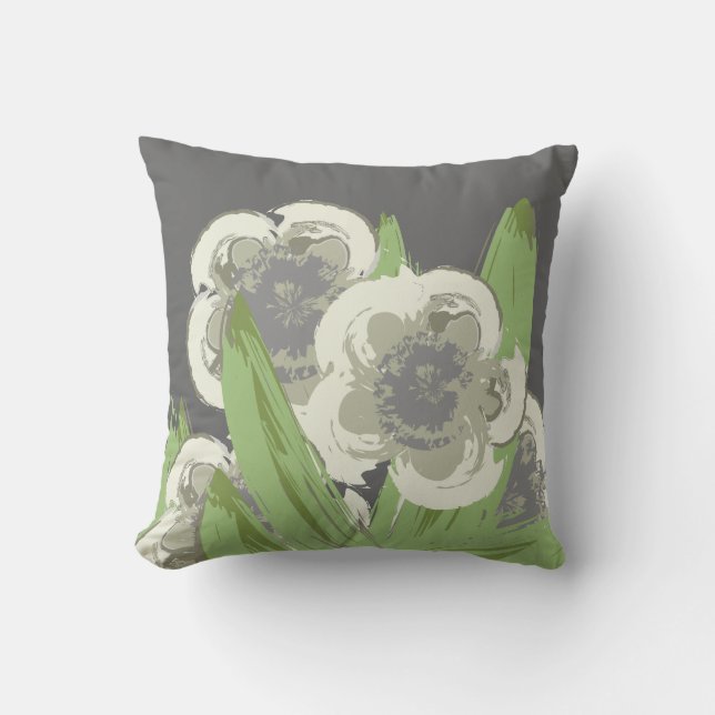 Fleurs Modernes D'art Throw Pillow (Front)
